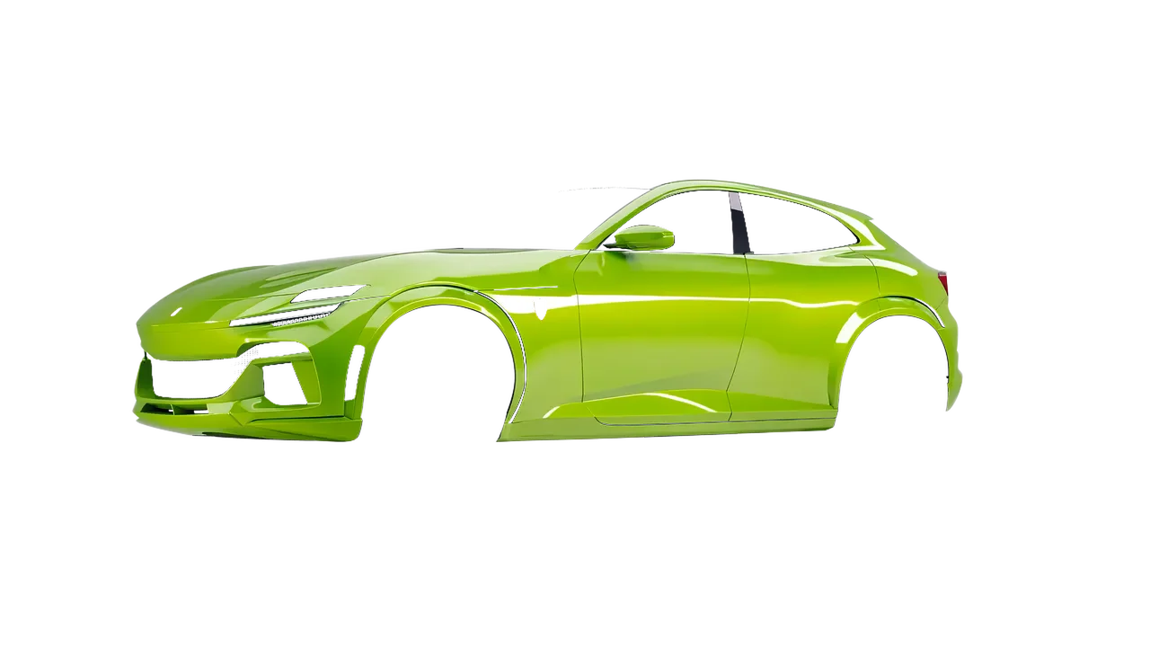Ferrari Purosangue 2024 wrapped in Surge Green Gloss (KPMF K75438), front three-quarter view