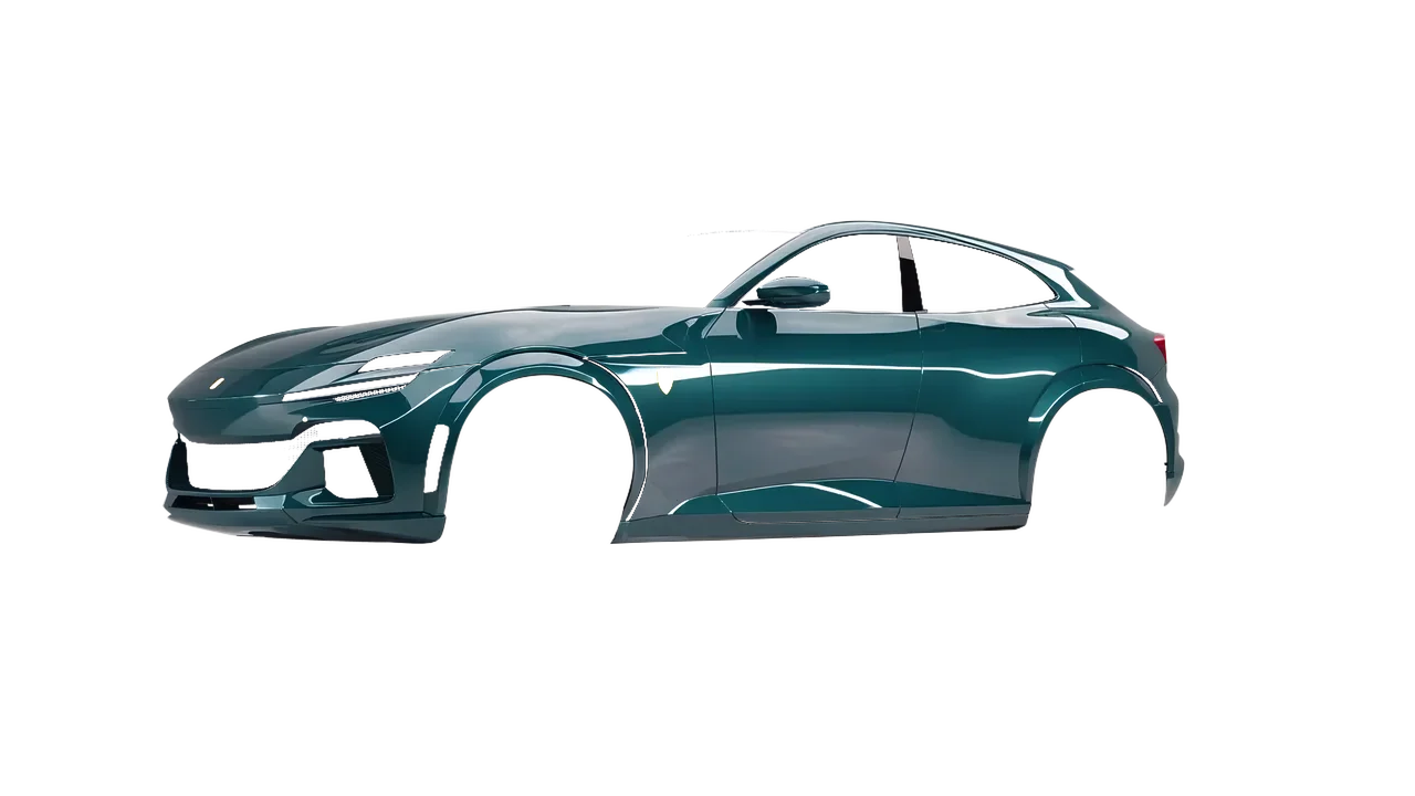 Ferrari Purosangue 2024 wrapped in Tidal Teal Gloss (KPMF K75413), front three-quarter view