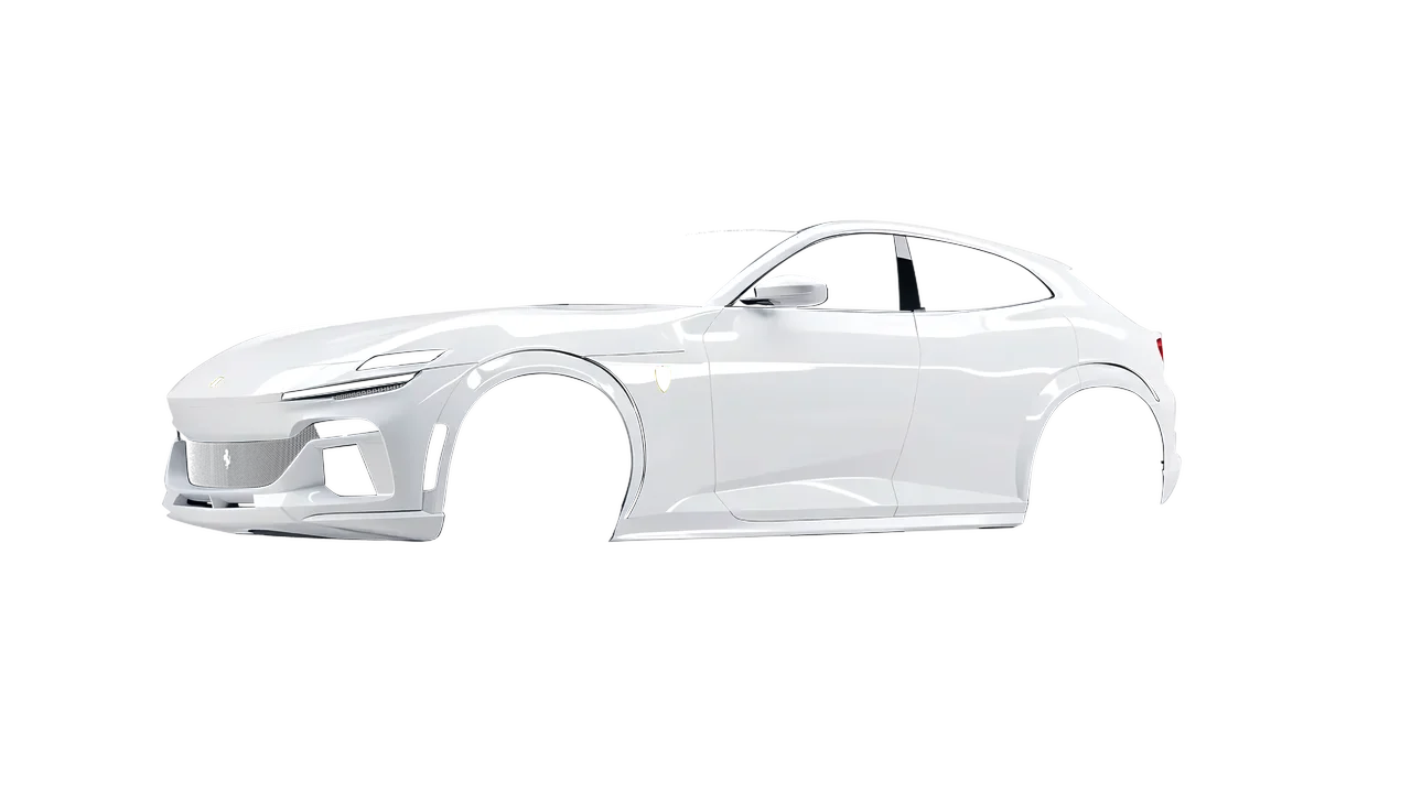 Ferrari Purosangue 2024 wrapped in Gloss White (3M G10), front three-quarter view