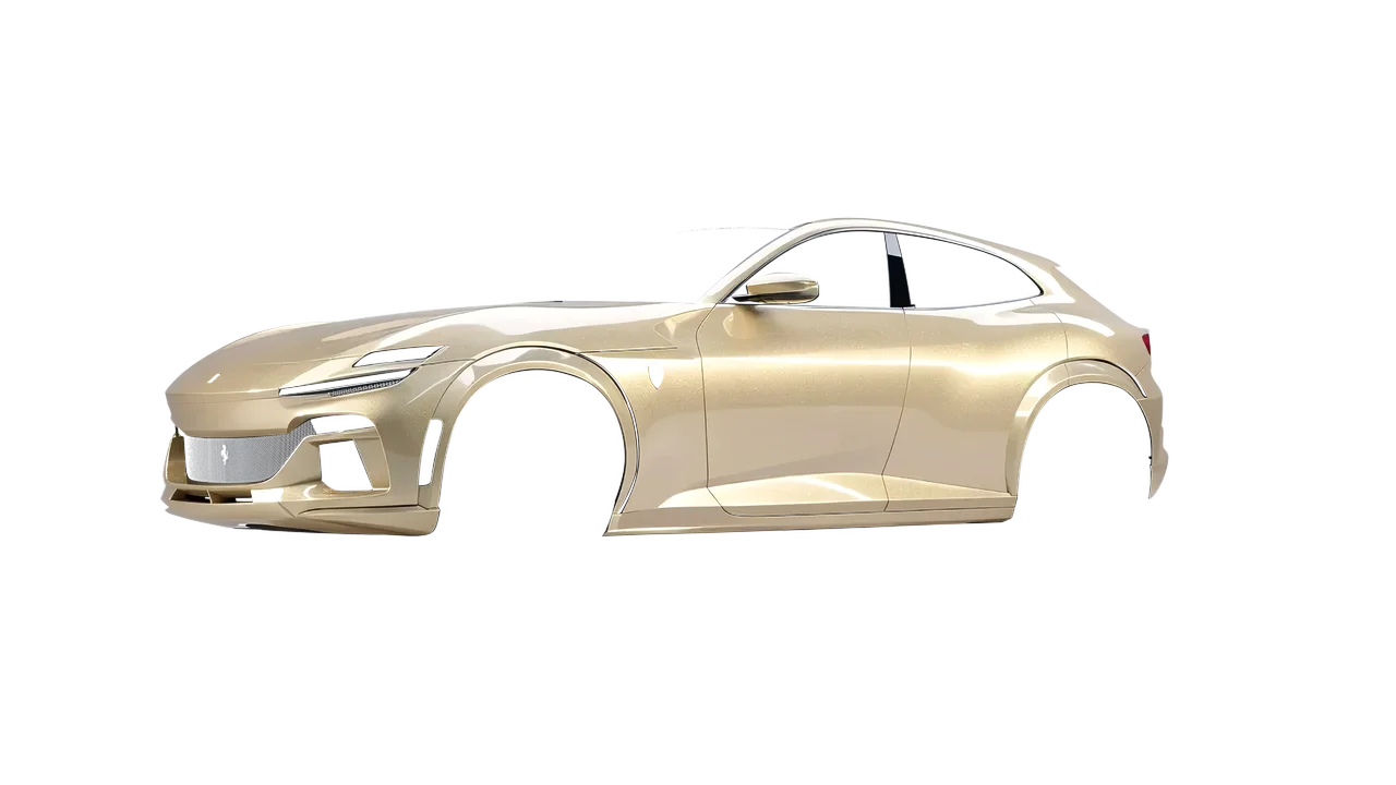 Ferrari Purosangue 2024 wrapped in White Gold Sparkle (3M GP240), front three-quarter view