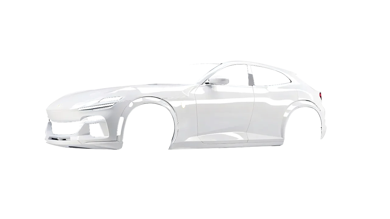 Ferrari Purosangue 2024 wrapped in White Gloss (KPMF K88011), front three-quarter view