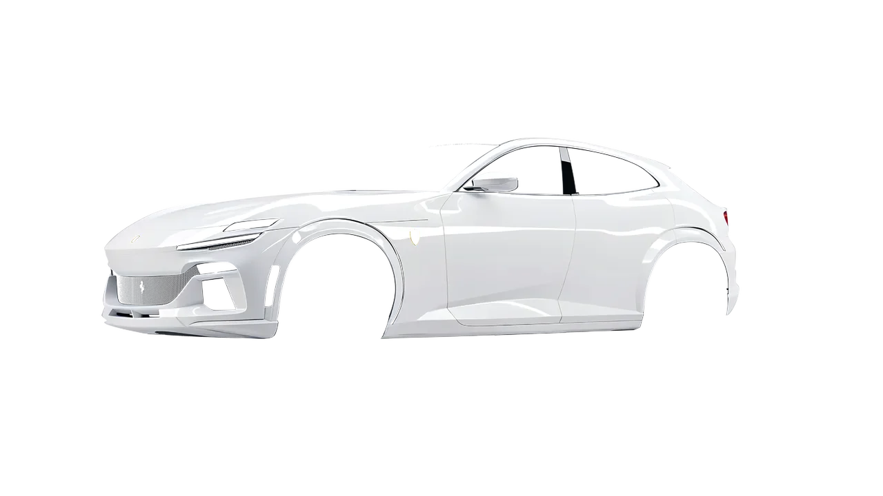 Ferrari Purosangue 2024 wrapped in Gloss White (Avery Dennison SW900-101-O), front three-quarter view
