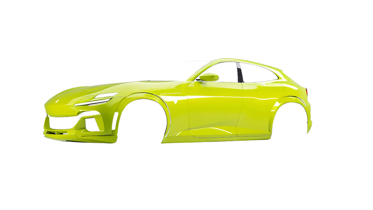 Ferrari Purosangue 2024 wrapped in High Gloss Citric Acid (3M HG65), front three-quarter view