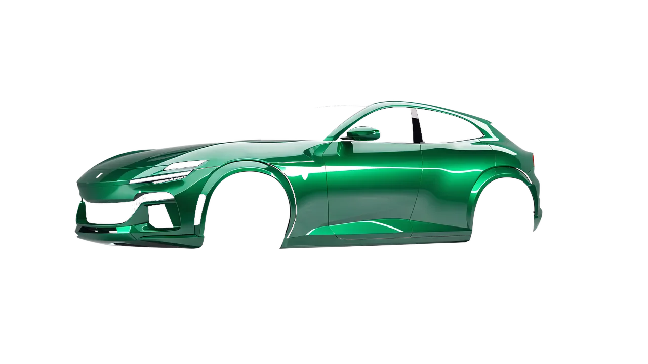 Ferrari Purosangue 2024 wrapped in High Gloss Green Envy (3M HG336), front three-quarter view