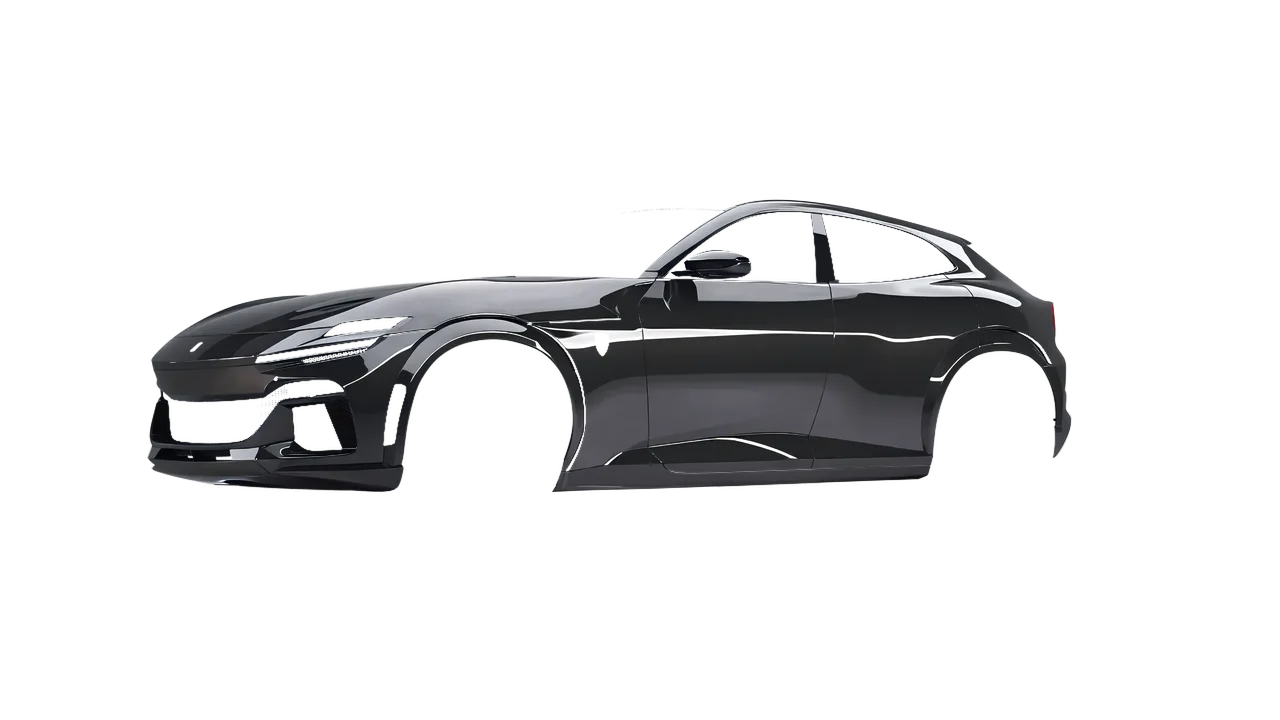 Ferrari Purosangue 2024 wrapped in High Gloss Meteor Gray (3M HG81), front three-quarter view