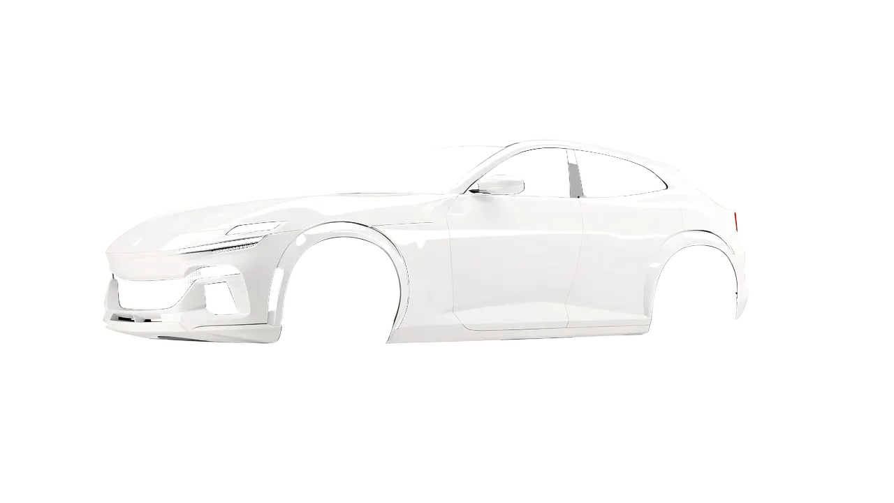Ferrari Purosangue 2024 wrapped in High Gloss White (3M HG10), front three-quarter view