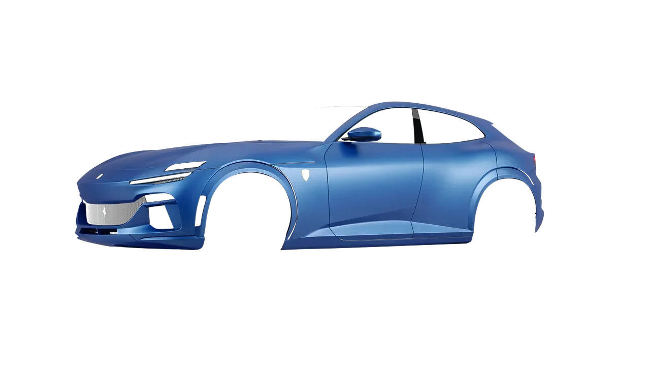 Ferrari Purosangue 2024 wrapped in Blue Metallic (3M M227), front three-quarter view