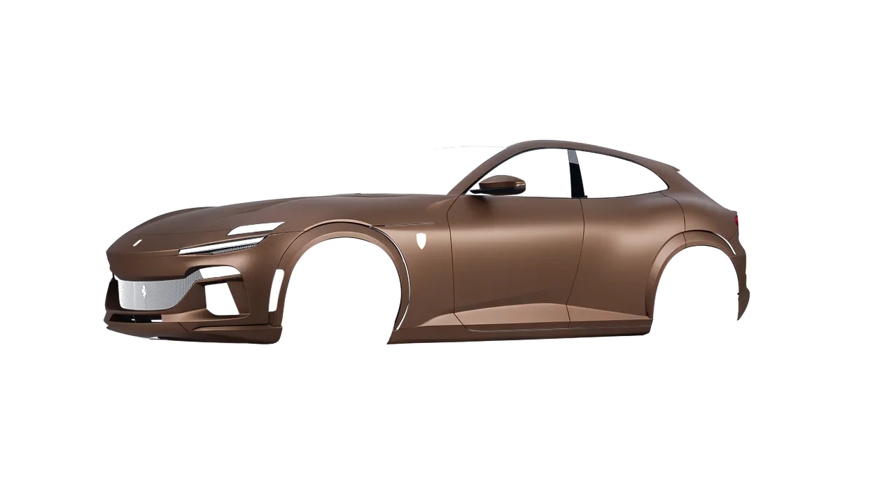 Ferrari Purosangue 2024 wrapped in Brown Metallic (3M M209), front three-quarter view