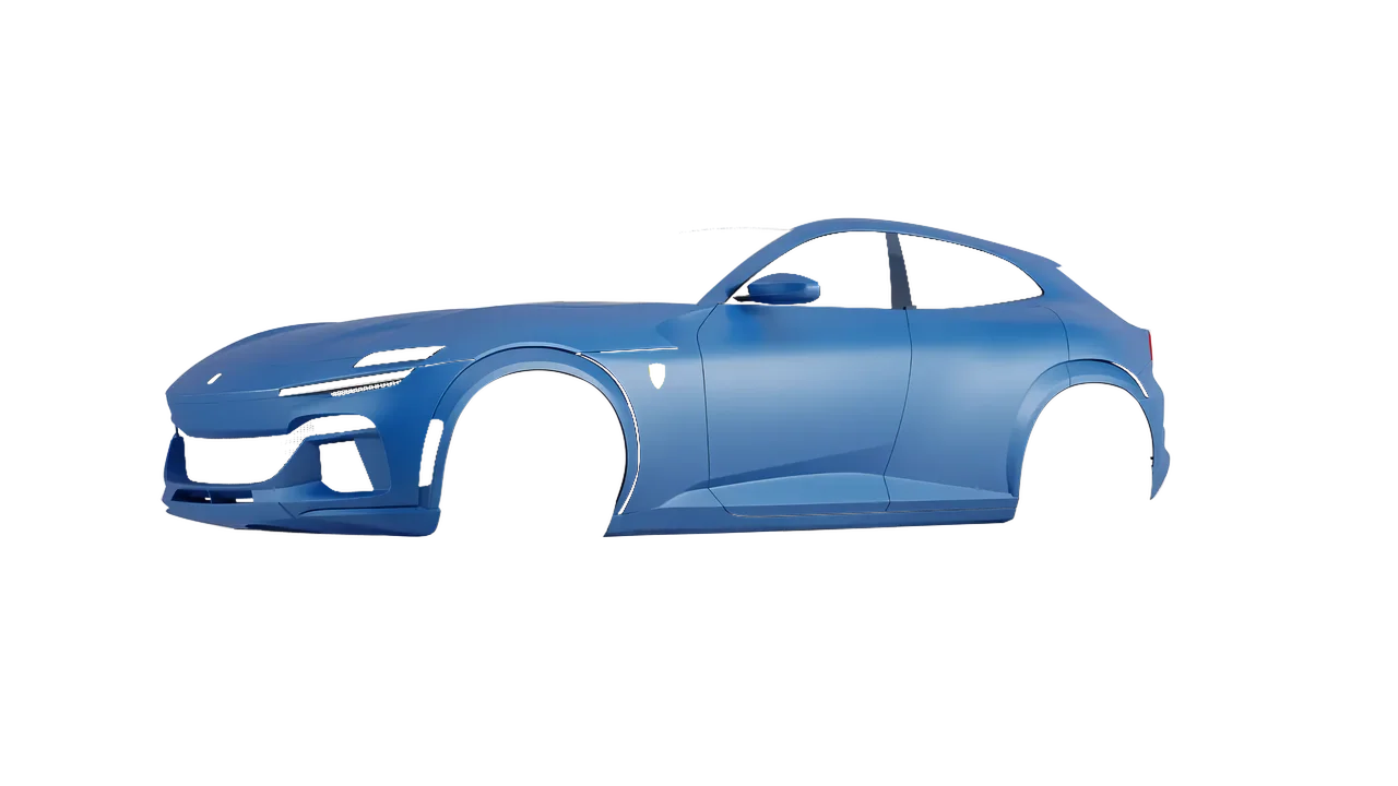Ferrari Purosangue 2024 wrapped in Fjord Blue Matt (ORACAL 970RA-547M), front three-quarter view