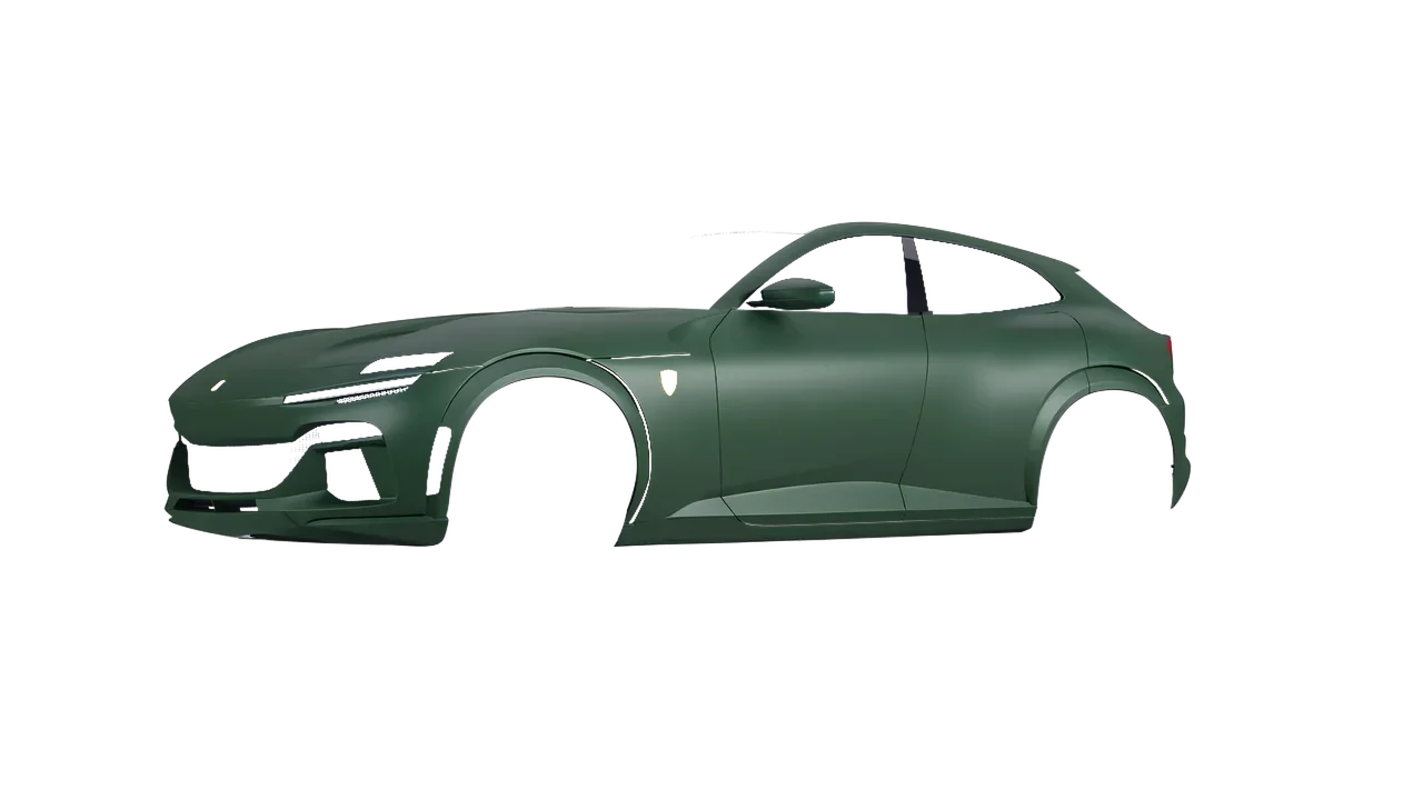 Ferrari Purosangue 2024 wrapped in Absolute Matt Forest Green (KPMF K75806), front three-quarter view