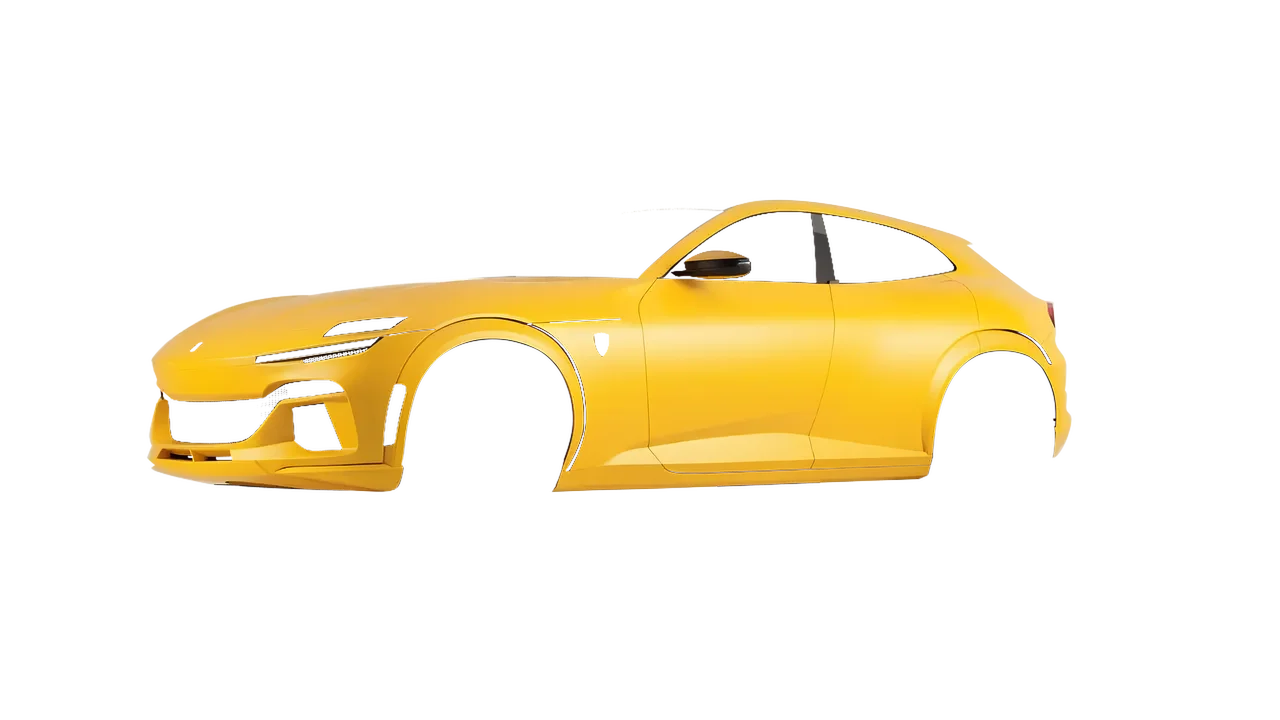 Ferrari Purosangue 2024 wrapped in Maize Yellow Matt (ORACAL 970RA-209M), front three-quarter view