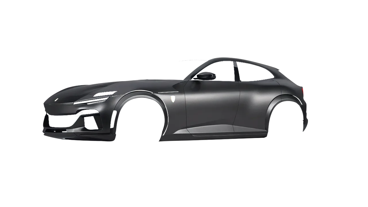 Ferrari Purosangue 2024 wrapped in Anthracite Matt (ORACAL 970RA-093M), front three-quarter view