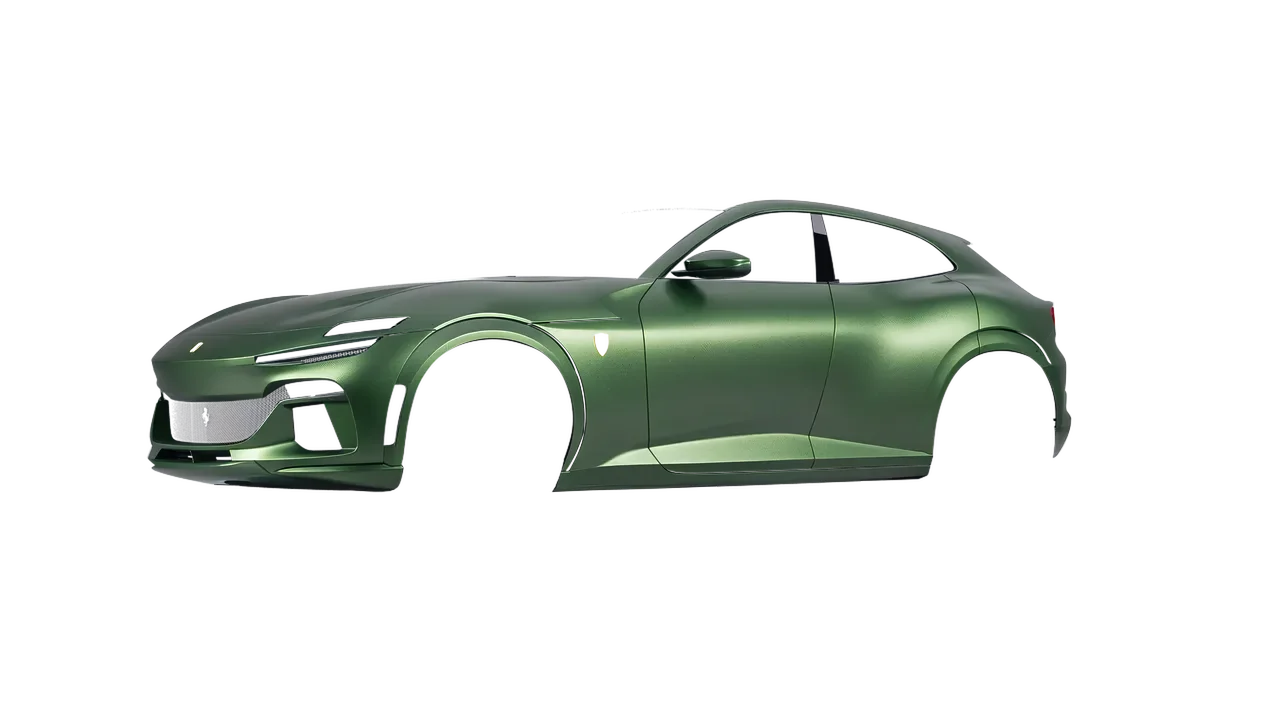Ferrari Purosangue 2024 wrapped in Apple Green (Avery Dennison SW900-745-M), front three-quarter view