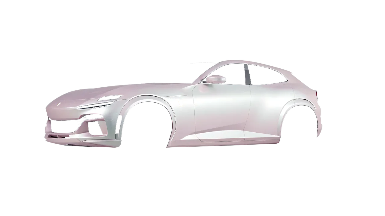 Ferrari Purosangue 2024 wrapped in Matt Aurora Pearl (KPMF K75552), front three-quarter view