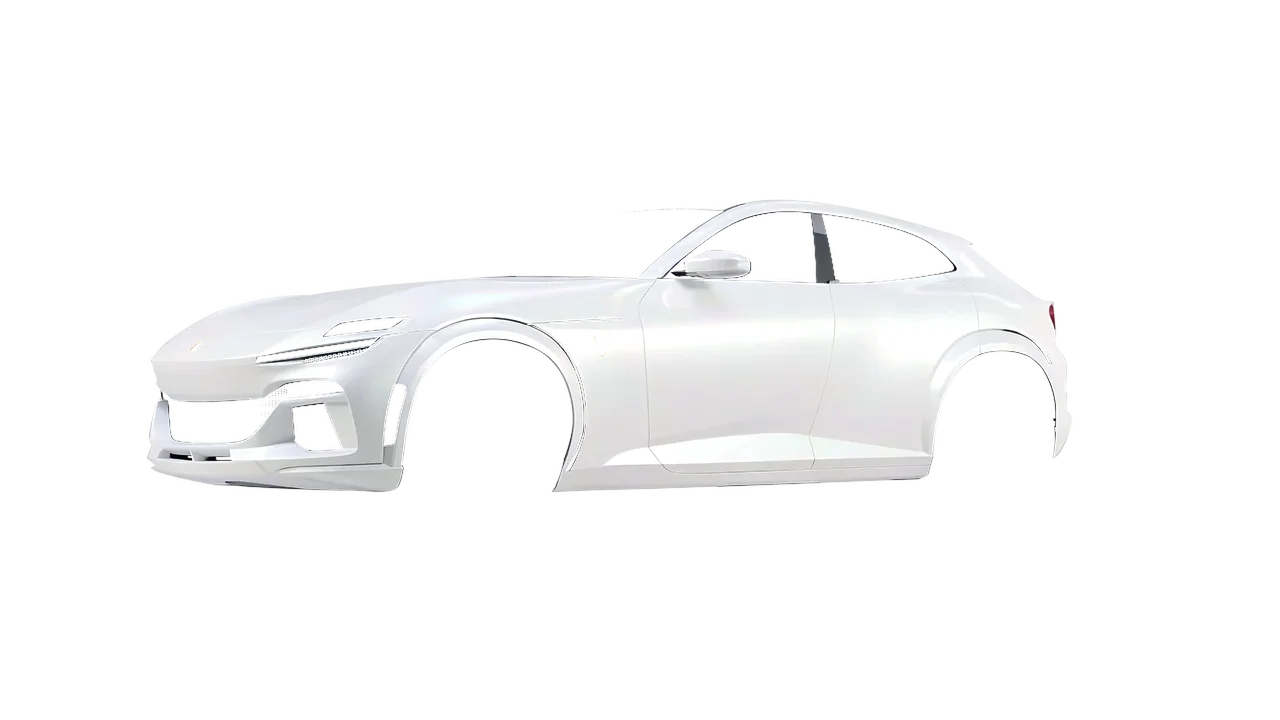 Ferrari Purosangue 2024 wrapped in Matt Crystalline White (KPMF K75540), front three-quarter view