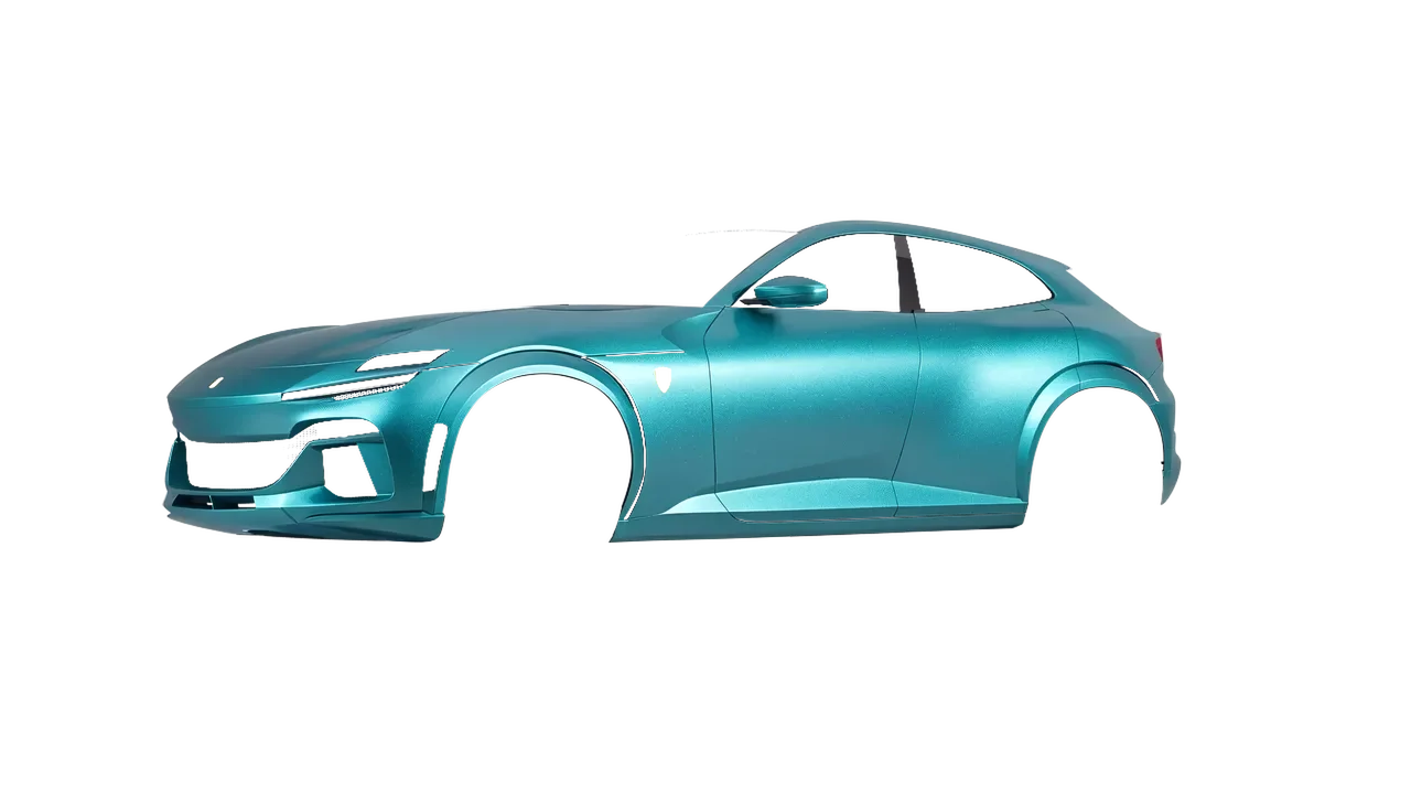 Ferrari Purosangue 2024 wrapped in Matt Dynamic Turquoise (KPMF K75511), front three-quarter view