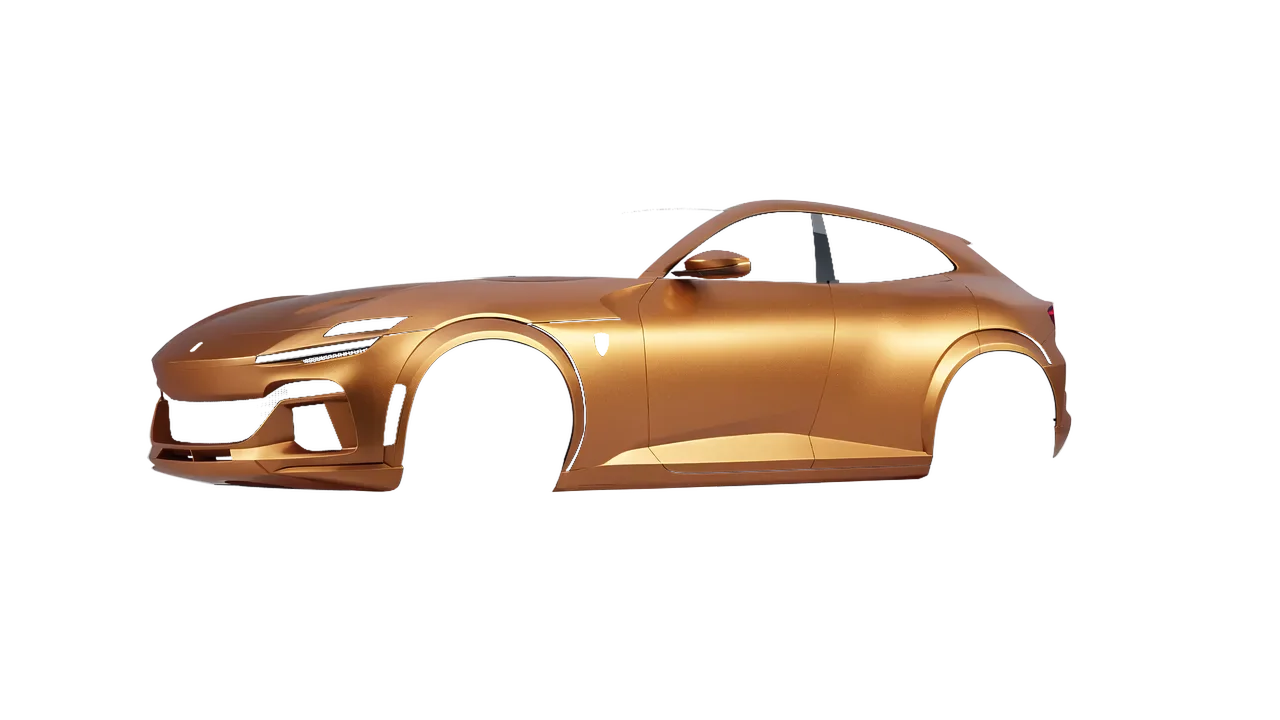 Ferrari Purosangue 2024 wrapped in Matt Iced Amber Titanium (KPMF K75591), front three-quarter view
