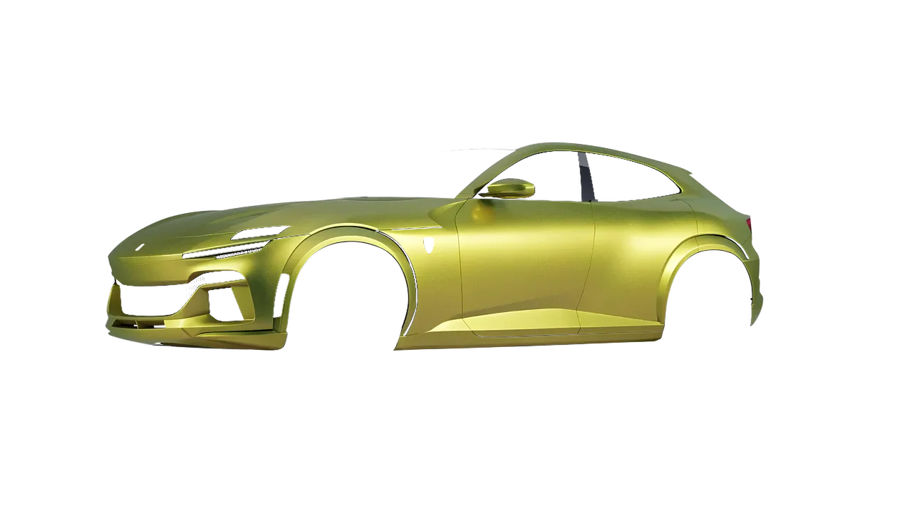 Ferrari Purosangue 2024 wrapped in Matt Iced Yellow Titanium (KPMF K75534), front three-quarter view