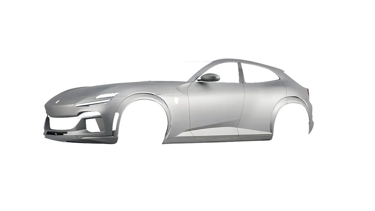 Ferrari Purosangue 2024 wrapped in Matt Lightning (KPMF K75548), front three-quarter view