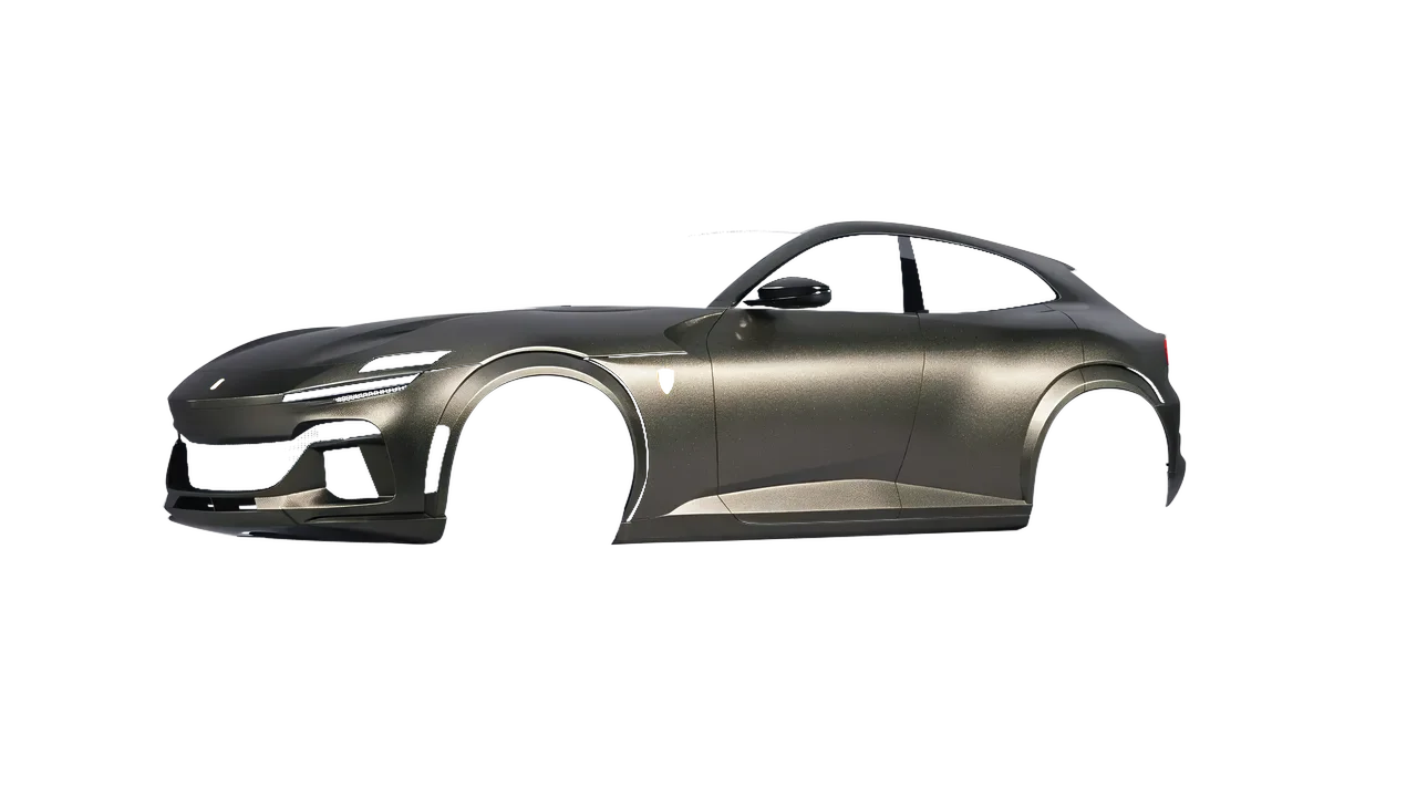 Ferrari Purosangue 2024 wrapped in Matt Nero Flare (KPMF K75556), front three-quarter view