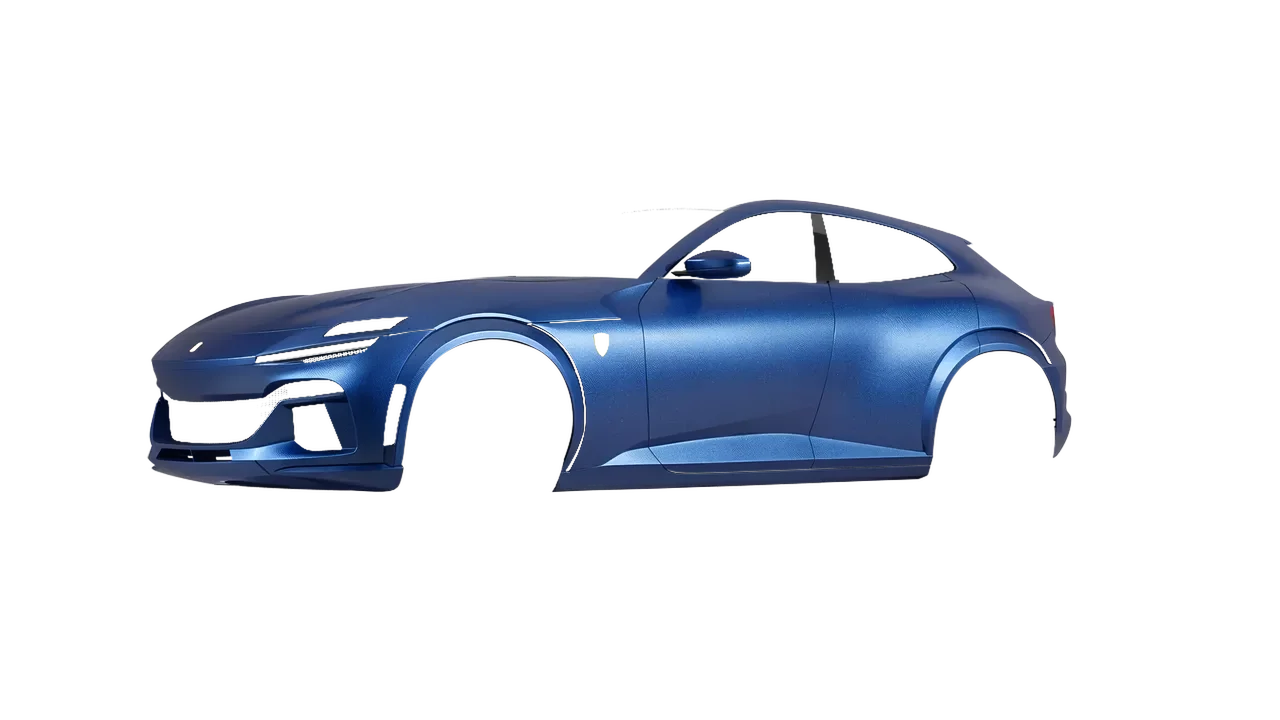 Ferrari Purosangue 2024 wrapped in Night Blue Matt (ORACAL 970RA-196M), front three-quarter view
