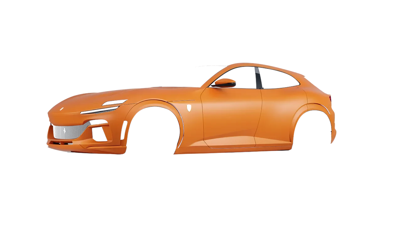 Ferrari Purosangue 2024 wrapped in Matte Orange (3M M54), front three-quarter view
