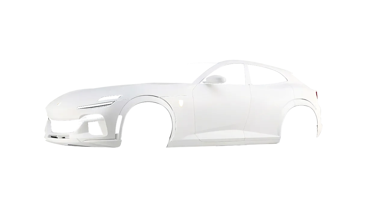 Ferrari Purosangue 2024 wrapped in Matt Perfect White (KPMF K75546), front three-quarter view