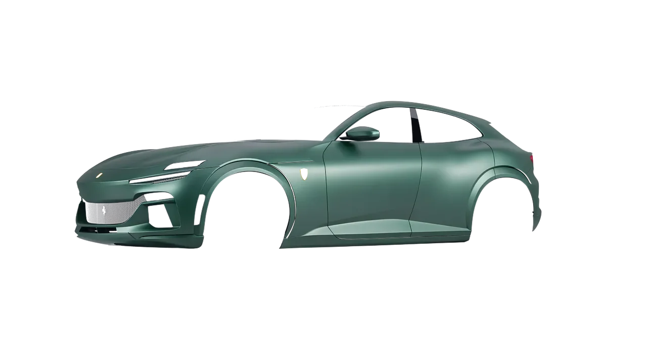 Ferrari Purosangue 2024 wrapped in Pine Green Metallic (3M M206), front three-quarter view