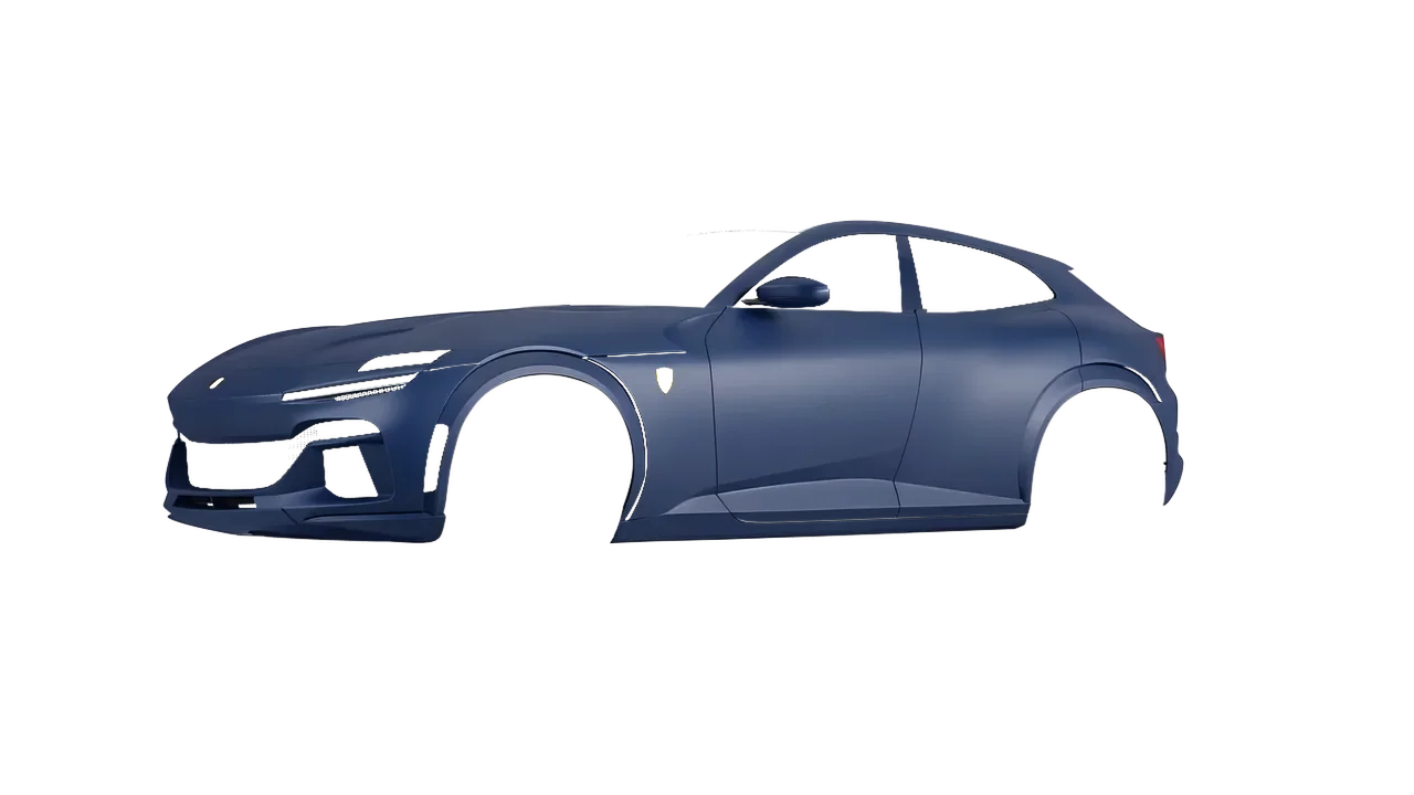 Ferrari Purosangue 2024 wrapped in Absolute Matt Quantum Blue (KPMF K75802), front three-quarter view