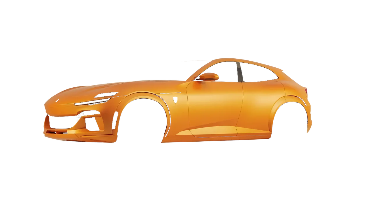 Ferrari Purosangue 2024 wrapped in Safron Yellow Matt (ORACAL 970RA-223M), front three-quarter view