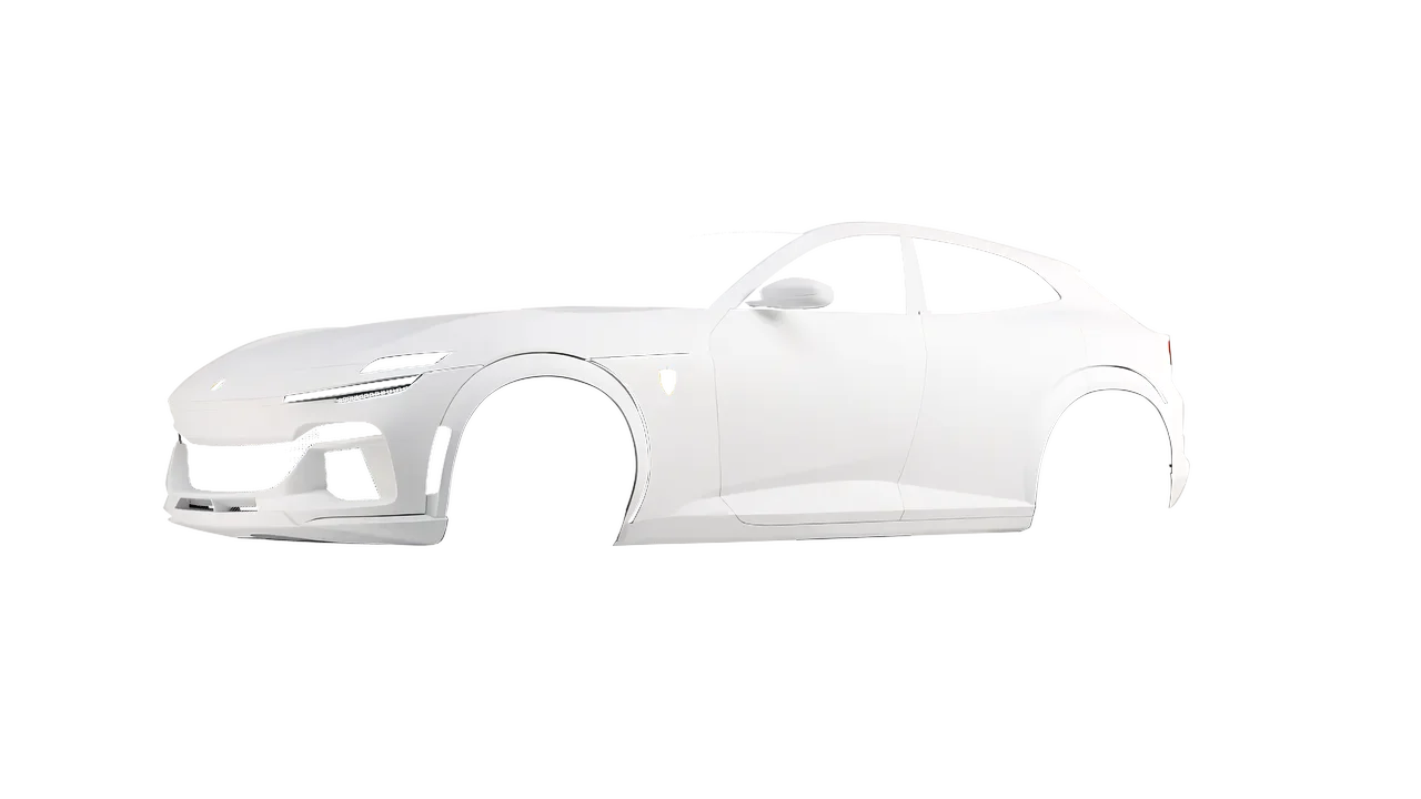Ferrari Purosangue 2024 wrapped in White Matt (ORACAL 970RA-010M), front three-quarter view
