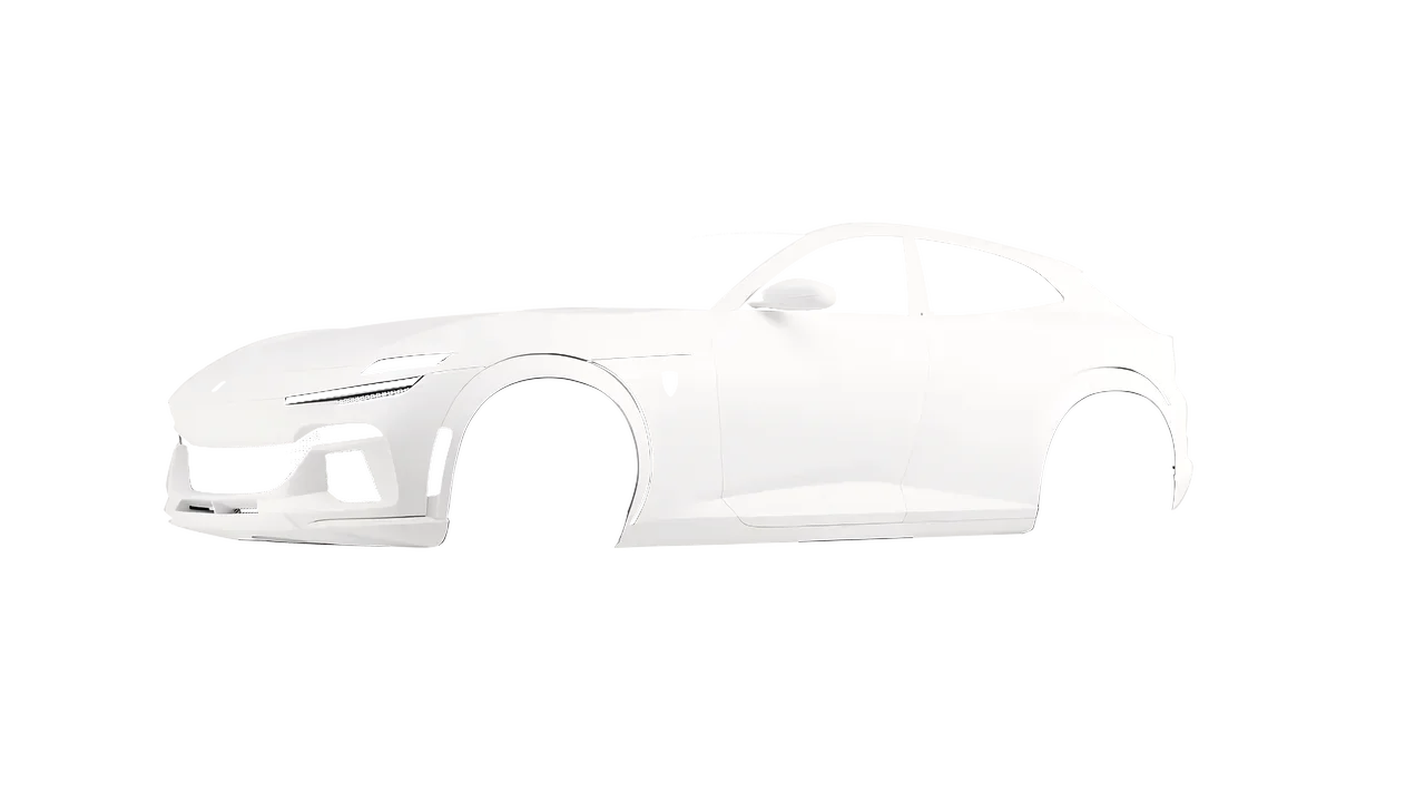 Ferrari Purosangue 2024 wrapped in Matte White (3M M10), front three-quarter view
