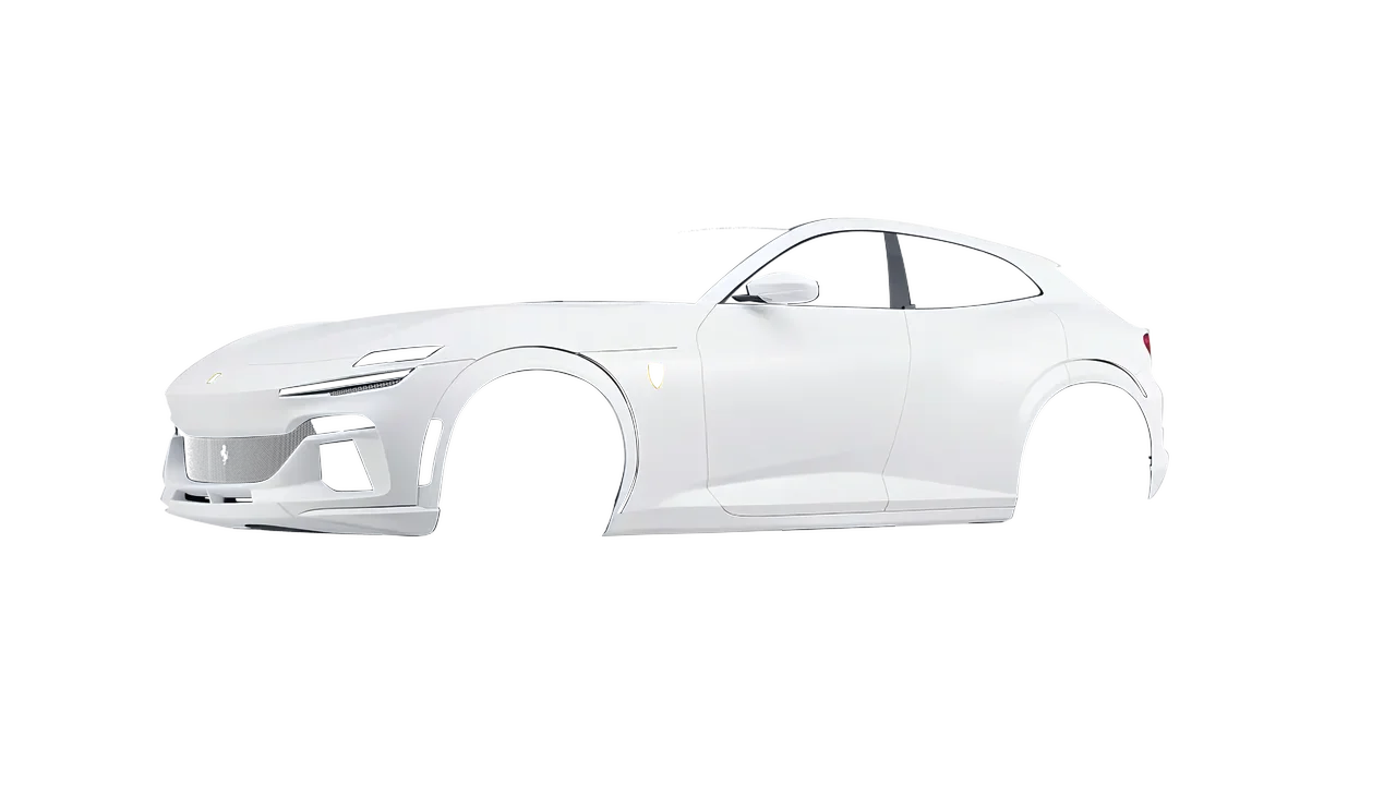 Ferrari Purosangue 2024 wrapped in Matte White (Avery Dennison SW900-102-O), front three-quarter view