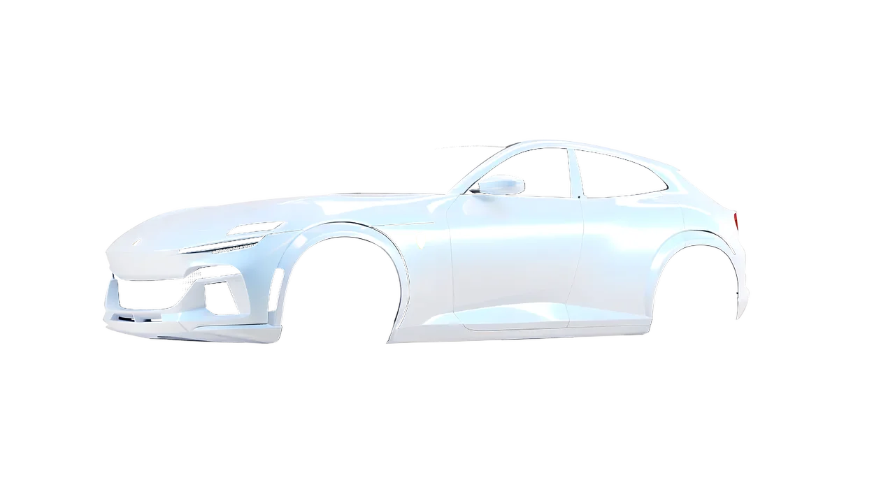 Ferrari Purosangue 2024 wrapped in Blue White Pearlescent Gloss (KPMF K75484), front three-quarter view