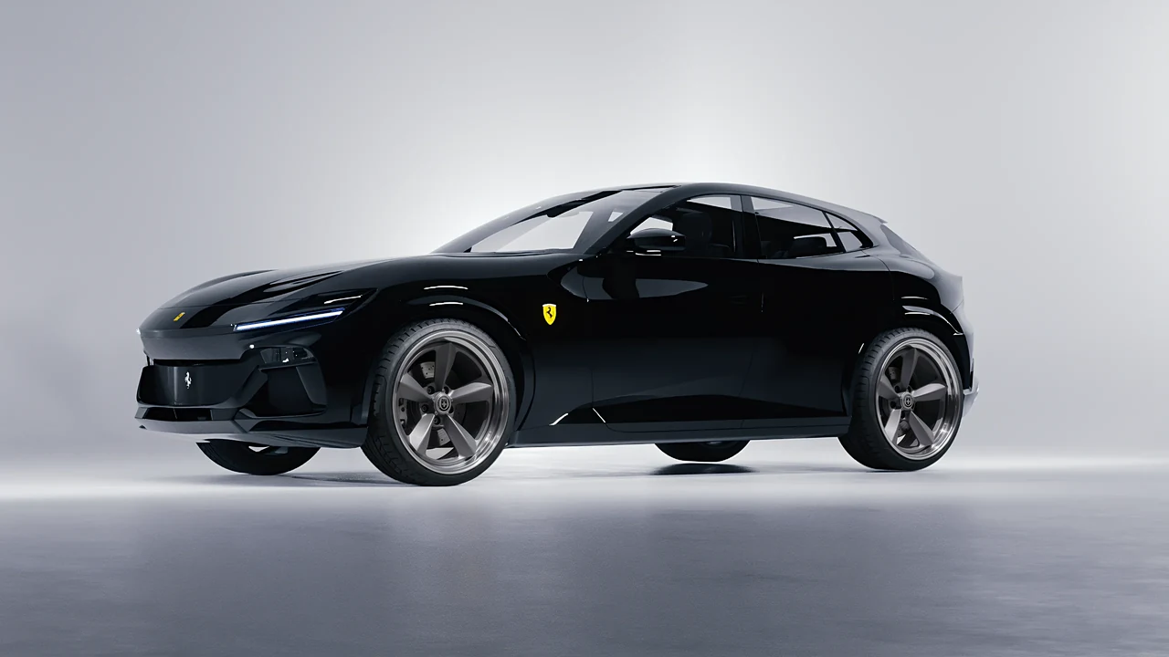 Ferrari Purosangue 2024 on HRE Performance Wheels 105 forged wheels, front three-quarter view
