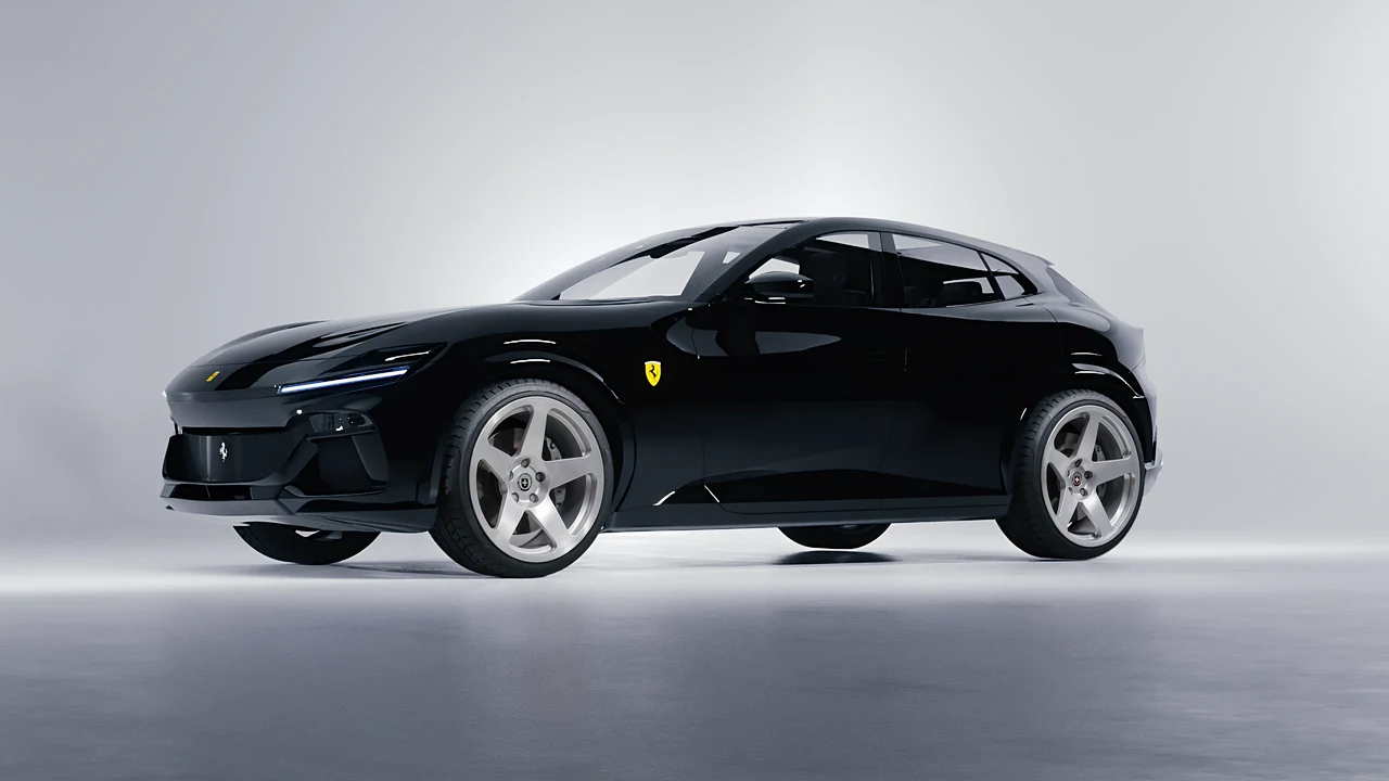 Ferrari Purosangue 2024 on HRE Performance Wheels 305M forged wheels, front three-quarter view