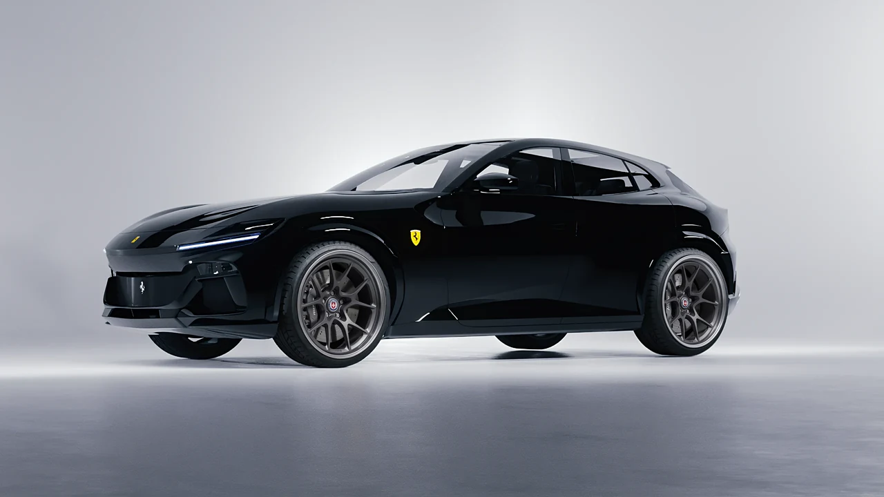 Ferrari Purosangue 2024 on HRE Performance Wheels 521 forged wheels, front three-quarter view