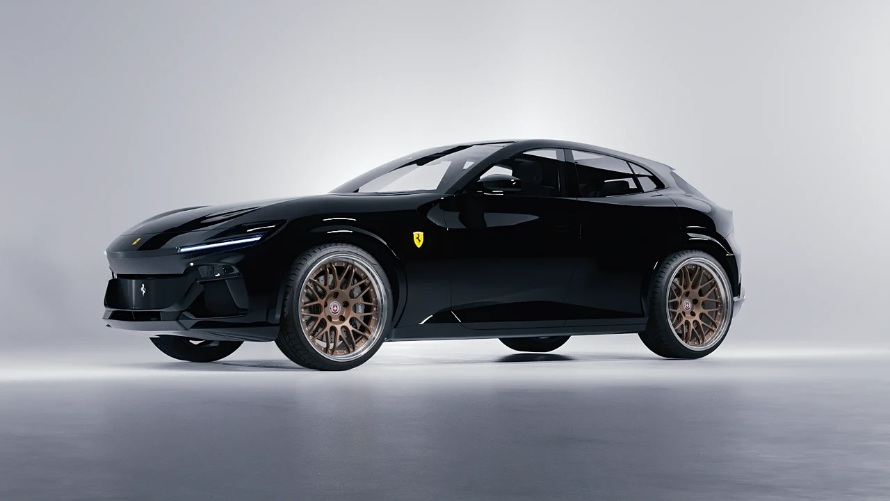 Ferrari Purosangue 2024 on HRE Performance Wheels C100 forged wheels, front three-quarter view
