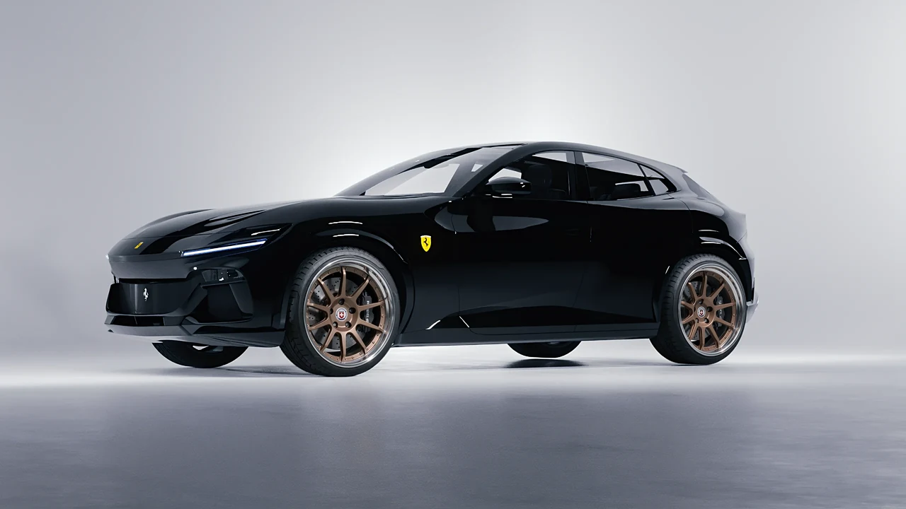 Ferrari Purosangue 2024 on HRE Performance Wheels C103 forged wheels, front three-quarter view
