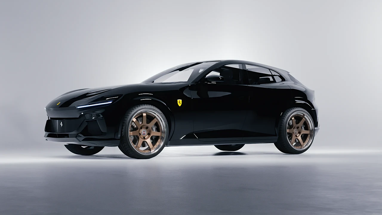 Ferrari Purosangue 2024 on HRE Performance Wheels C106 forged wheels, front three-quarter view