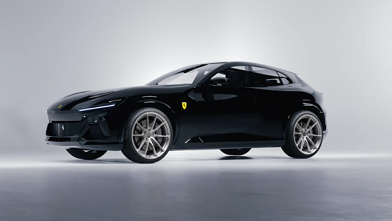 Ferrari Purosangue 2024 on HRE Performance Wheels P104 forged wheels, front three-quarter view