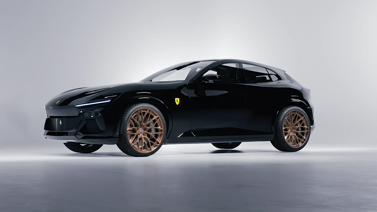 Ferrari Purosangue 2024 on HRE Performance Wheels S200H forged wheels, front three-quarter view