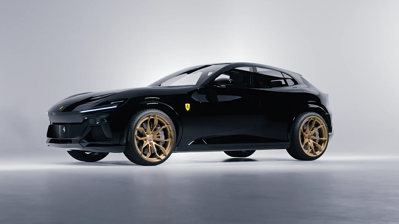 Ferrari Purosangue 2024 on HRE Performance Wheels S201H forged wheels, front three-quarter view