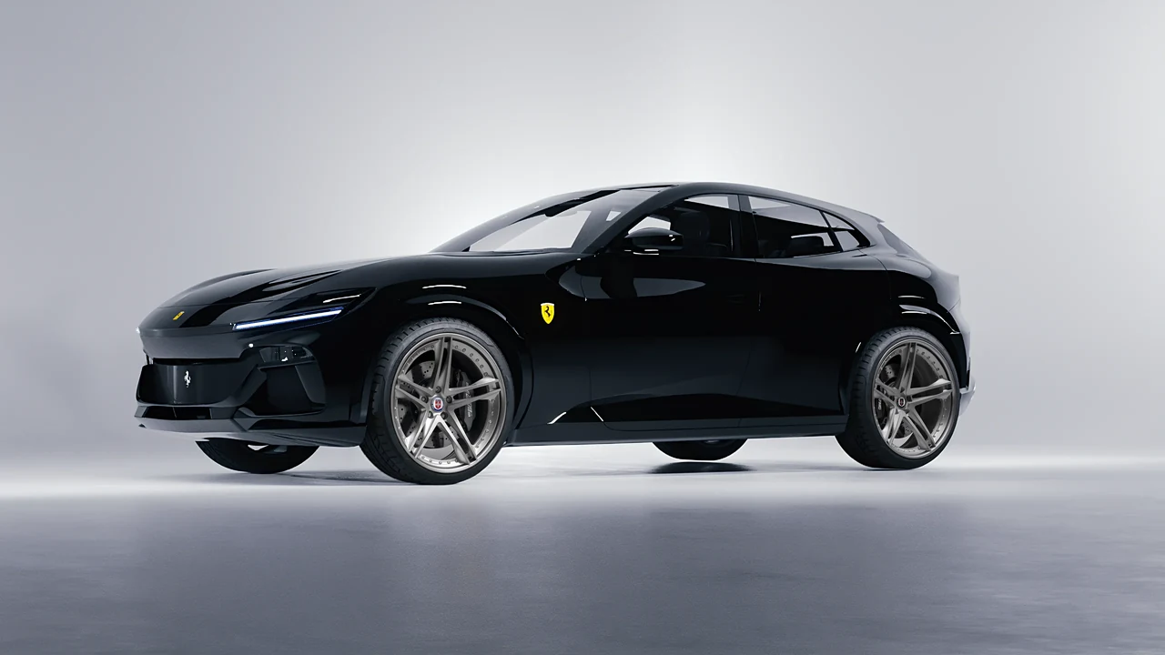 Ferrari Purosangue 2024 on HRE Performance Wheels S207 forged wheels, front three-quarter view