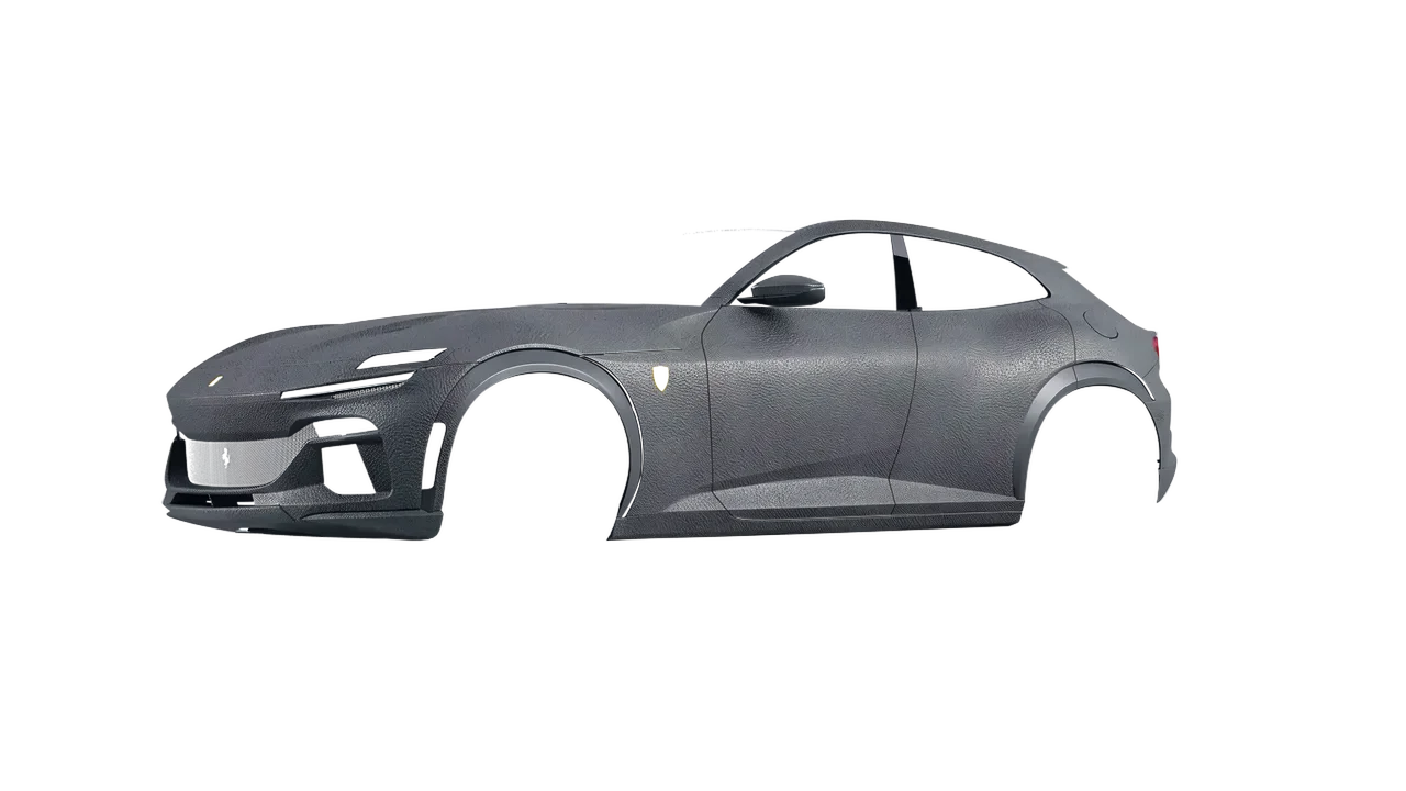 Ferrari Purosangue 2024 wrapped in Rugged Bedrock Grey (Avery Dennison SW900-824-X), front three-quarter view