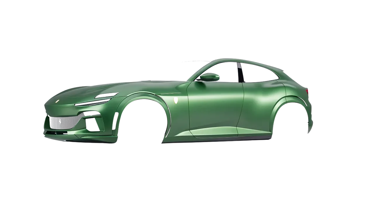 Ferrari Purosangue 2024 wrapped in Apple Green (3M S196), front three-quarter view