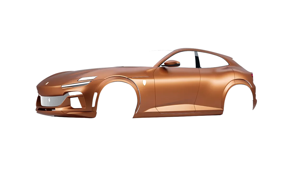 Ferrari Purosangue 2024 wrapped in Canyon Copper (3M S344), front three-quarter view