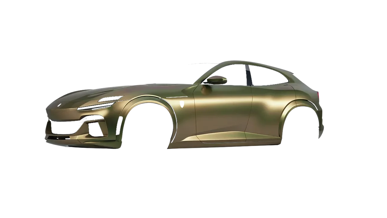 Ferrari Purosangue 2024 wrapped in Satin Flip Golden Aurora (3M SP264), front three-quarter view