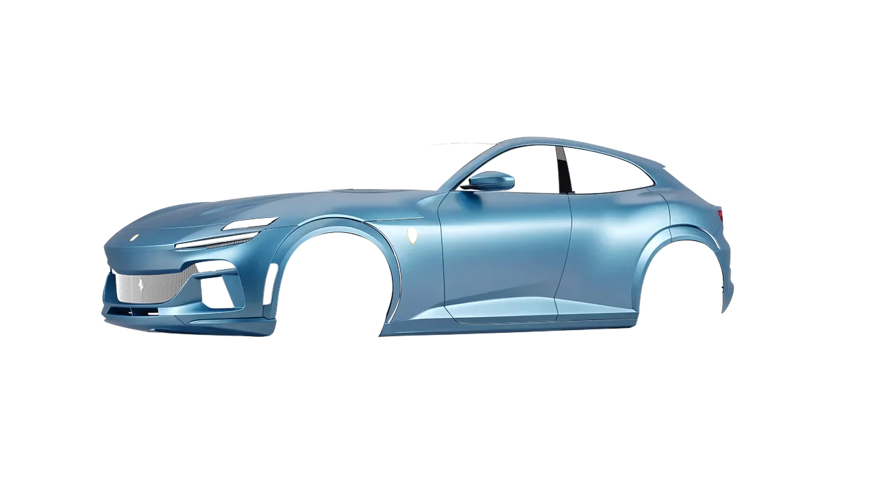 Ferrari Purosangue 2024 wrapped in Ocean Shimmer (3M S327), front three-quarter view
