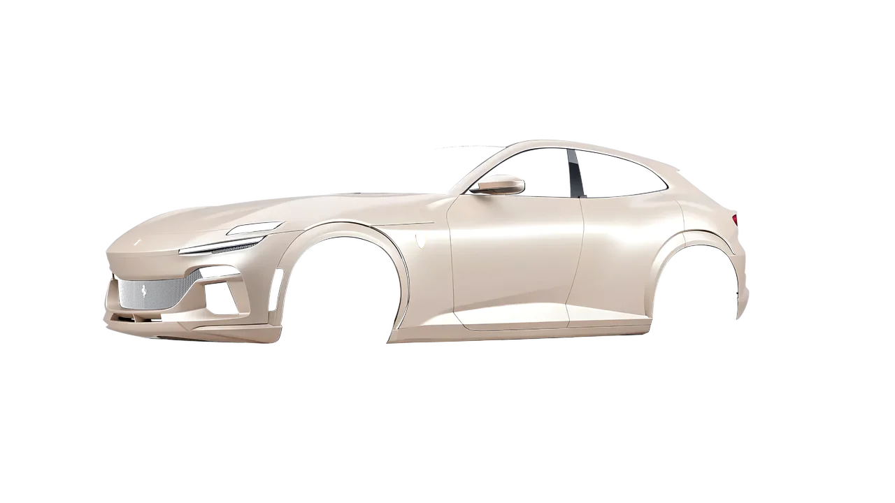 Ferrari Purosangue 2024 wrapped in Pearl White (3M SP10), front three-quarter view